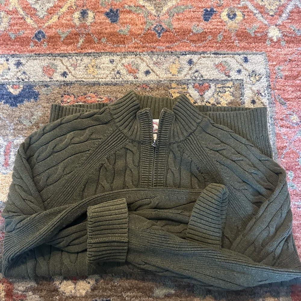Brooks Brothers Forest Green Cable Knit Turtleneck Sweater